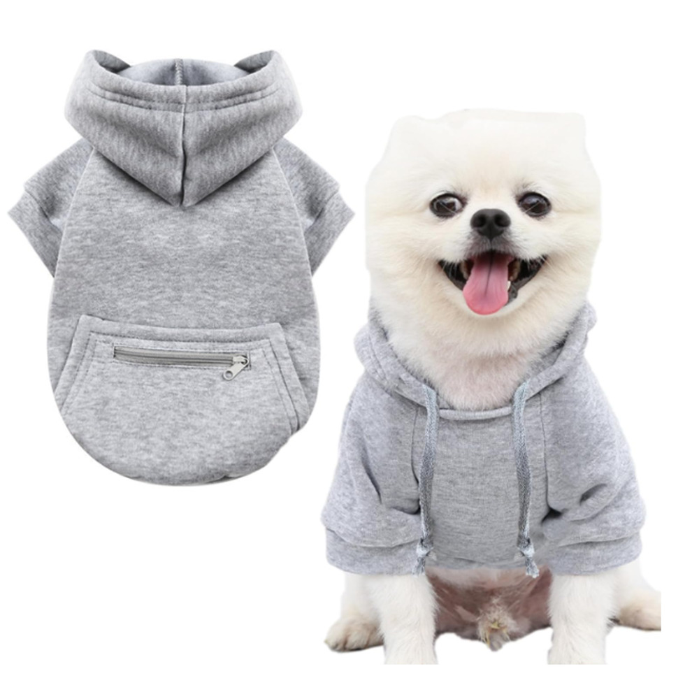 Dog Hoodie Sweatshirt Zip and Slant Pockets Warm Dog Clothes for Medium Dogs